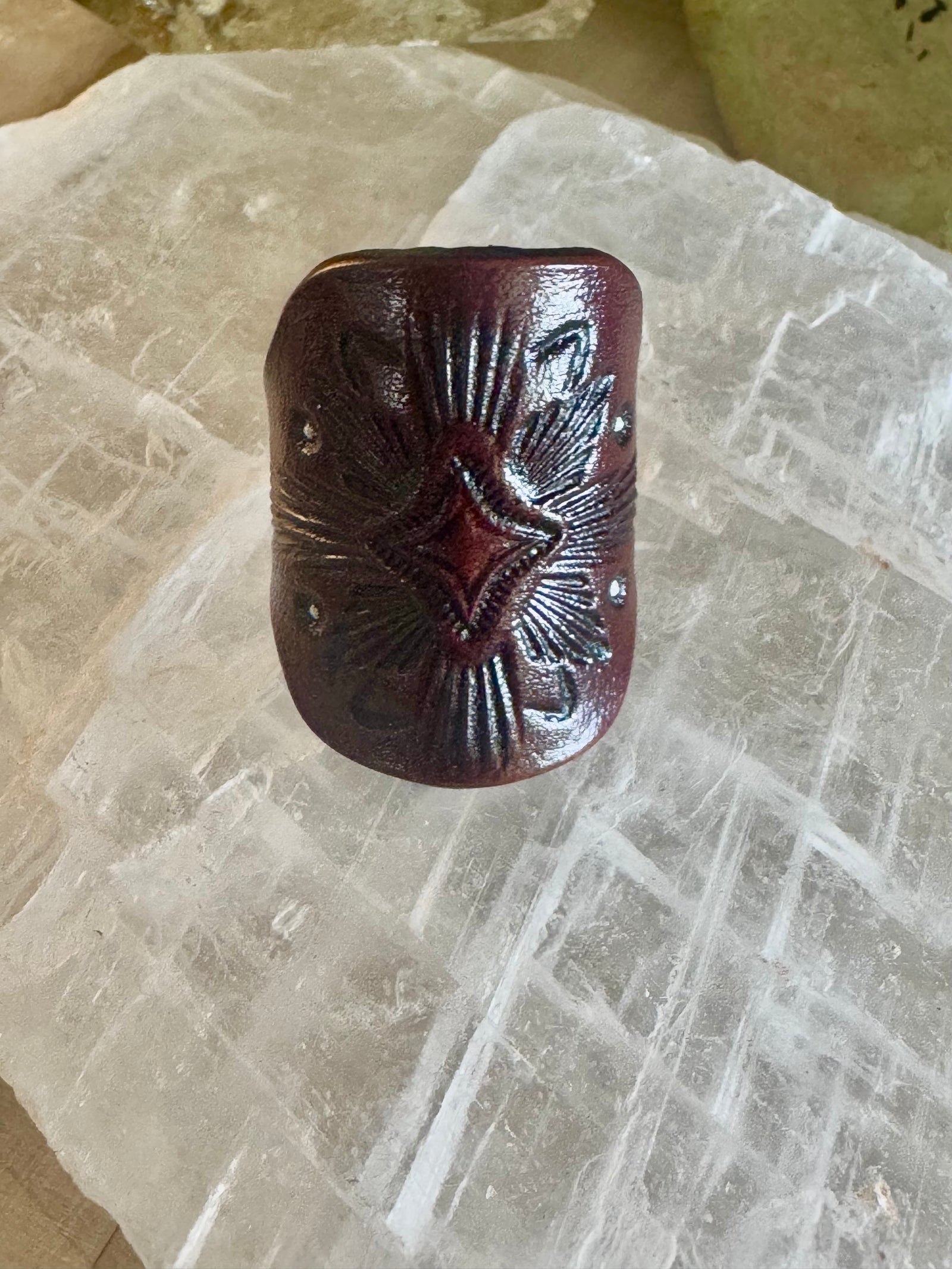 Celestial Glow-Leather Ring